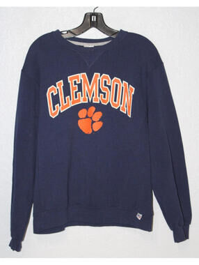 Vintage CLEMSON TIGERS Sweatshirt Pullover Men MEDIUM Navy Blue Russell Athletic